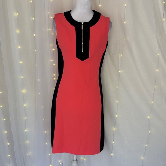 Tommy Hilfiger Dresses & Skirts - Tommy Hilfiger Red and Black Sleeveless Sheath Dress with Gold Zip